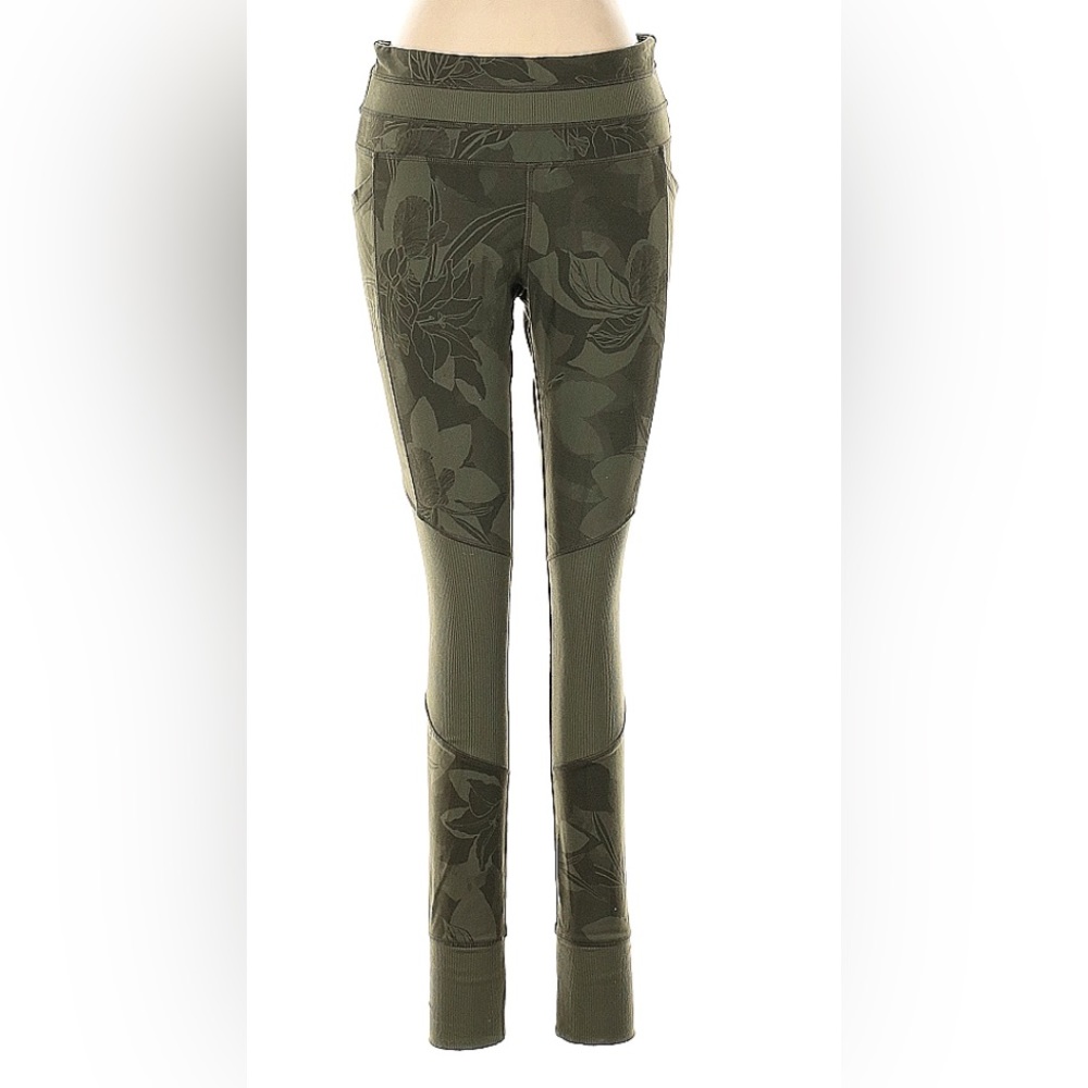 Athleta botanical floral leafy green yoga pants leggings S